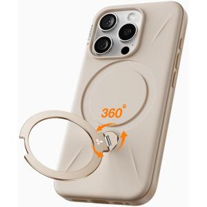 TORRAS 360°Spin Magnetic Stand for iPhone 16 Pro Case, Fit for MagSafe, Built-in Kickstand & Ring Holder, Mil-Grade Protective Soft Edge Hard PC Case for iPhone 16 Pro, Sapphire Blue, 6.3” 2024(Beige)