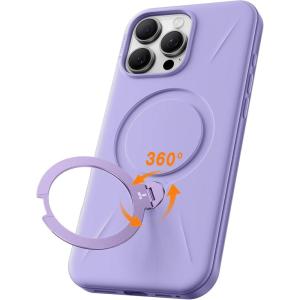 TORRAS 360°Spin Magnetic Stand for iPhone 16 Pro Case, Fit for MagSafe, Built-in Kickstand & Ring Holder, Mil-Grade Protective Soft Edge Hard PC Case for iPhone 16 Pro, Sapphire Blue, 6.3” 2024(Purple)