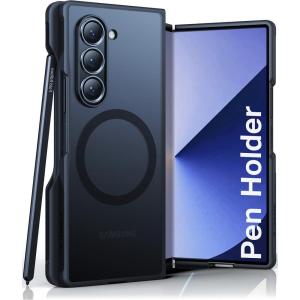 TORRAS Magnetic Shockproof Designed for Samsung Galaxy Z Fold 6 Case, [Compatible with Magsafe] [Military Grade Drop Tested] Translucent Hard Back Slim Phone Case for Samsung Z Fold 6 Case, Black(Black)