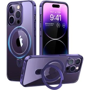 TORRAS Magnetic for iPhone 16 Case with Stand, Built-in Stand Compatible with MagSafe, 3X Military-Grade Protection, Translucent Slim Phone Case for iPhone 16 6.1”, Matte Blue(Lilac Purple)