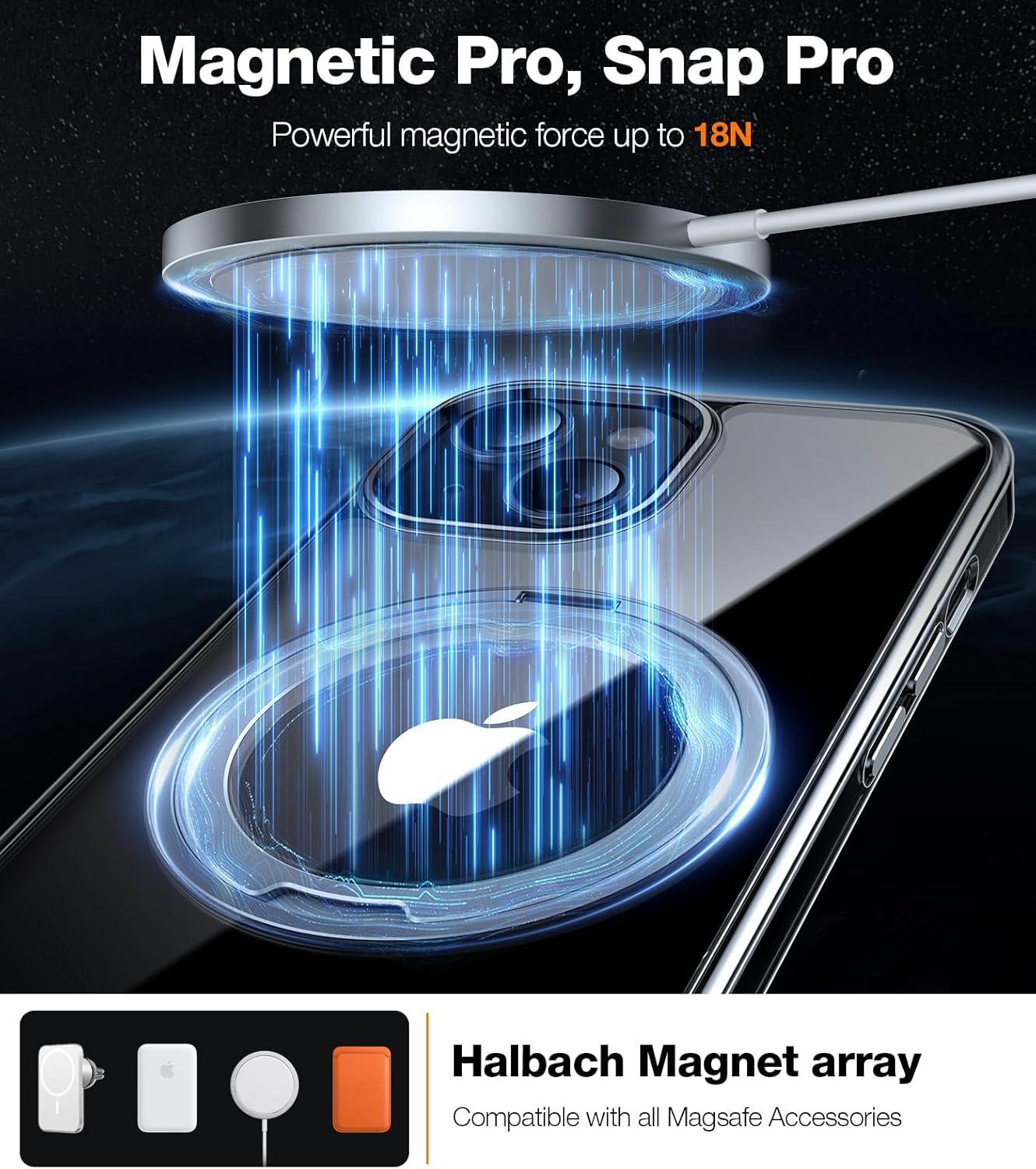 imageTORRAS 360 Rotatable Ring for iPhone 14 Pro Max Phone Case Compatible with Magsafe with Stand Magnetic Ring Holder Military Grade Shockproof Translucent Back Slim Ostand R ClearCrystal Clear