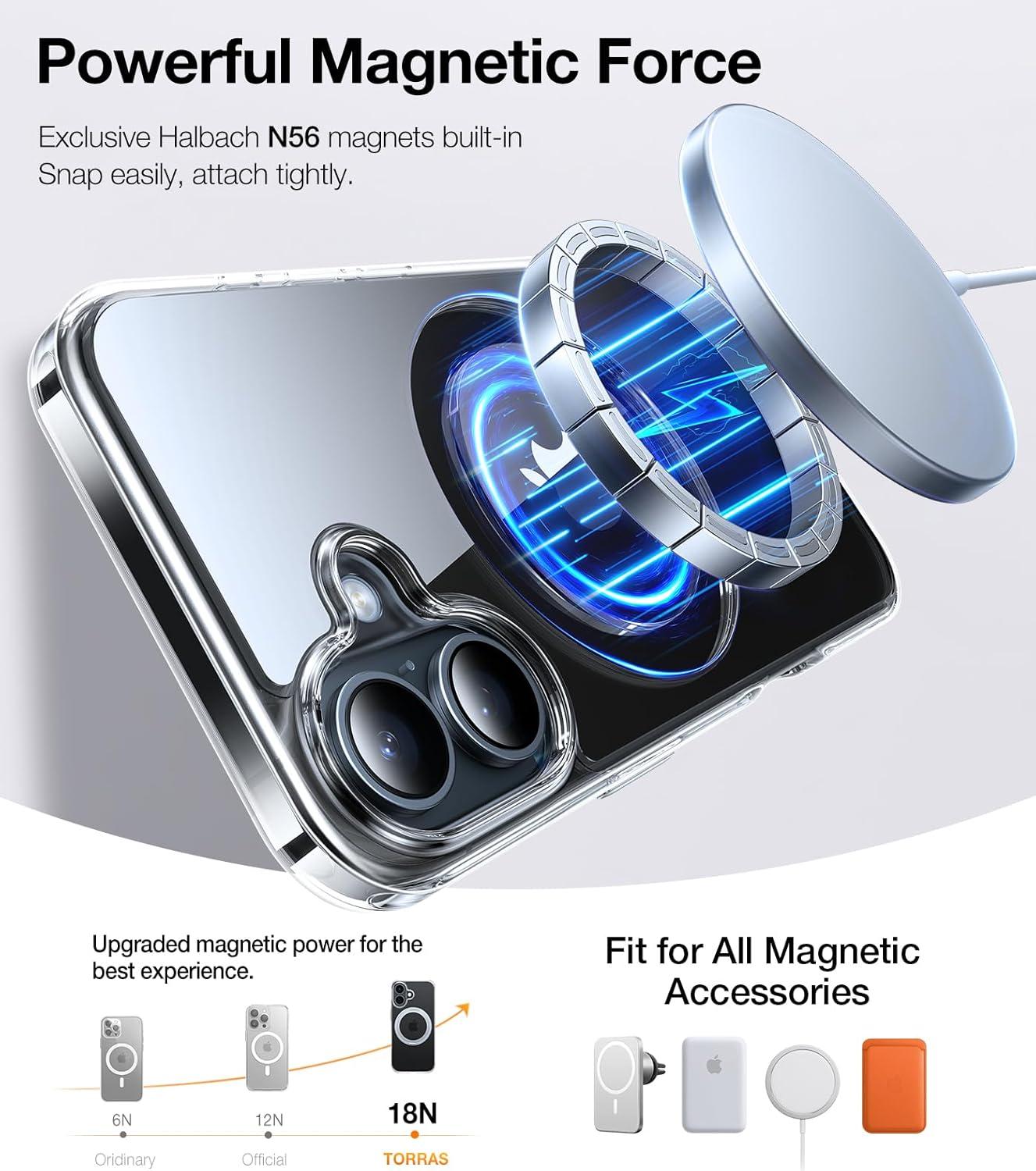 imageTORRAS 360 Rotatable Ring for iPhone 14 Pro Max Phone Case Compatible with Magsafe with Stand Magnetic Ring Holder Military Grade Shockproof Translucent Back Slim Ostand R ClearCrystal Clear