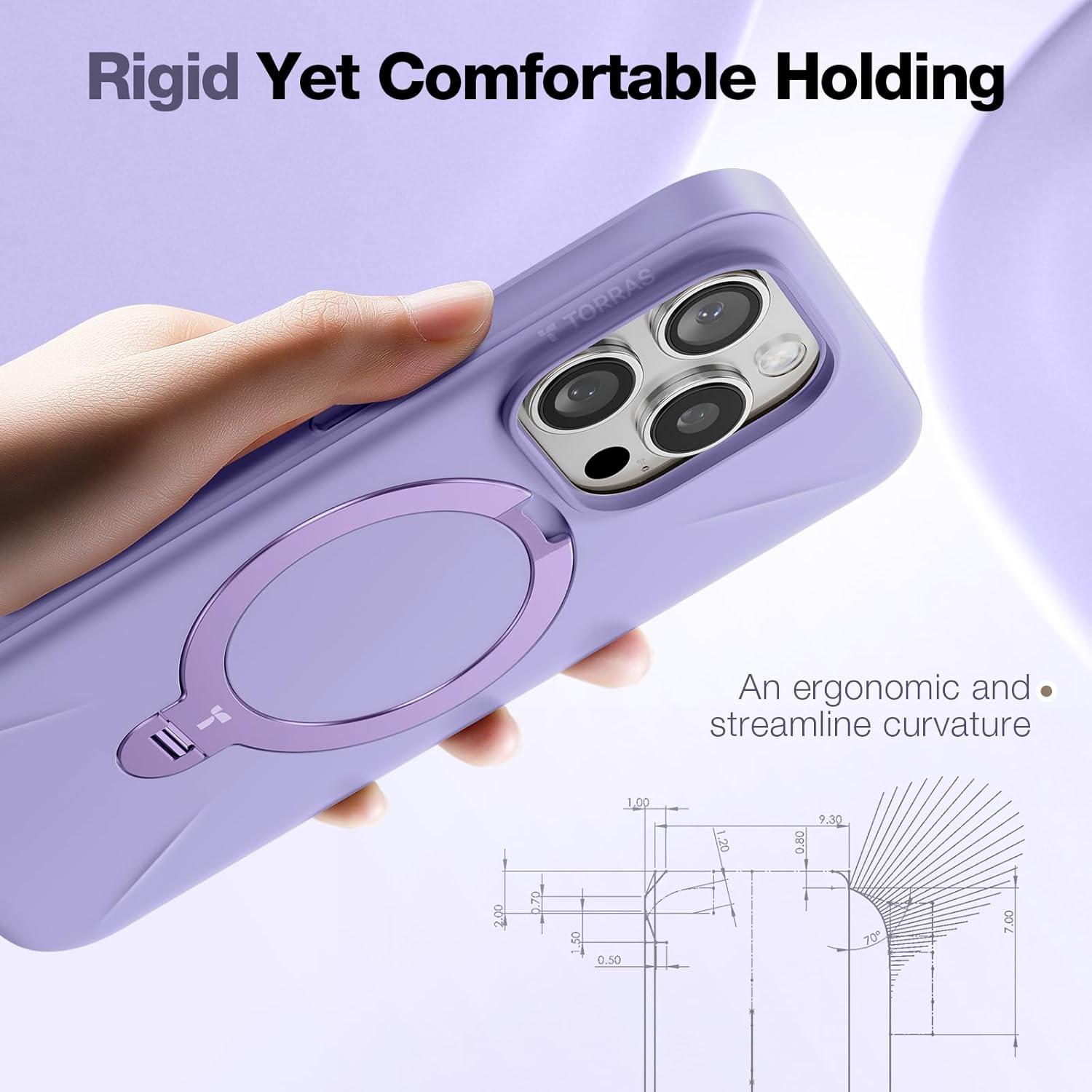 imageTORRAS 360 Spin Stand for iPhone 15 Pro Case Fit for Magsafe MilSTD Protective Hard PC ScratchResistant Case for iPhone 15 Pro Phone Case Desert Ostand Spin Dune Beige 61 inchPurple