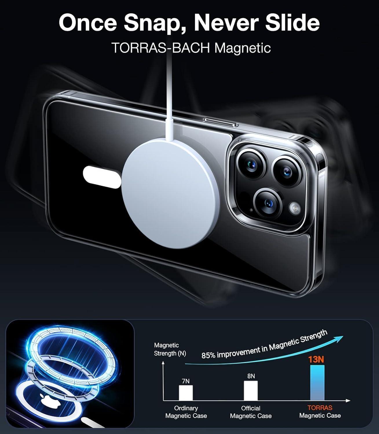 imageTORRAS Magnetic Guardian Designed for iPhone 14 Pro Max Case Military Grade Drop Tested Compatible with MagSafe Slim Translucent Matte Case for iPhone 14 Pro Max Phone Case 67 Mystic BlackClear Diamond