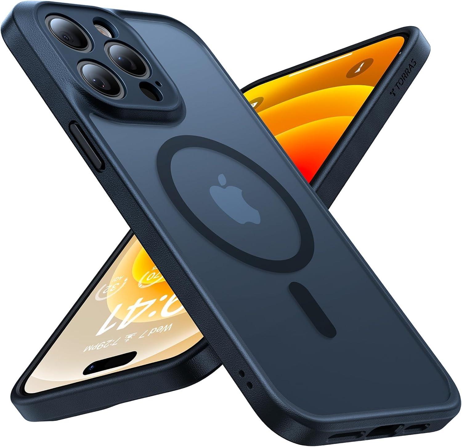 imageTORRAS Magnetic Guardian Designed for iPhone 14 Pro Max Case Military Grade Drop Tested Compatible with MagSafe Slim Translucent Matte Case for iPhone 14 Pro Max Phone Case 67 Mystic BlackBlack Full Camera