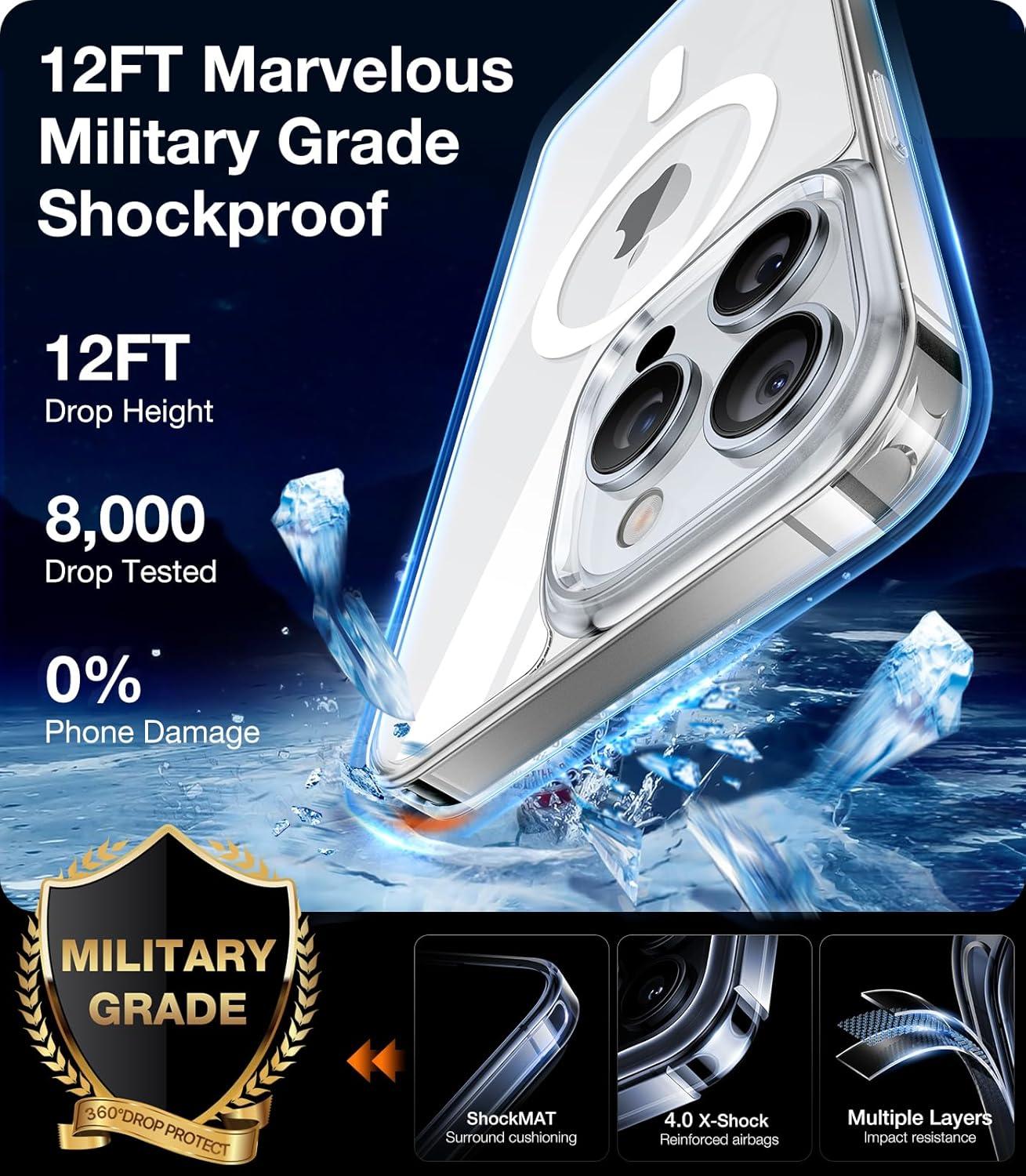 imageTORRAS Magnetic Guardian Designed for iPhone 14 Pro Max Case Military Grade Drop Tested Compatible with MagSafe Slim Translucent Matte Case for iPhone 14 Pro Max Phone Case 67 Mystic BlackClear Diamond