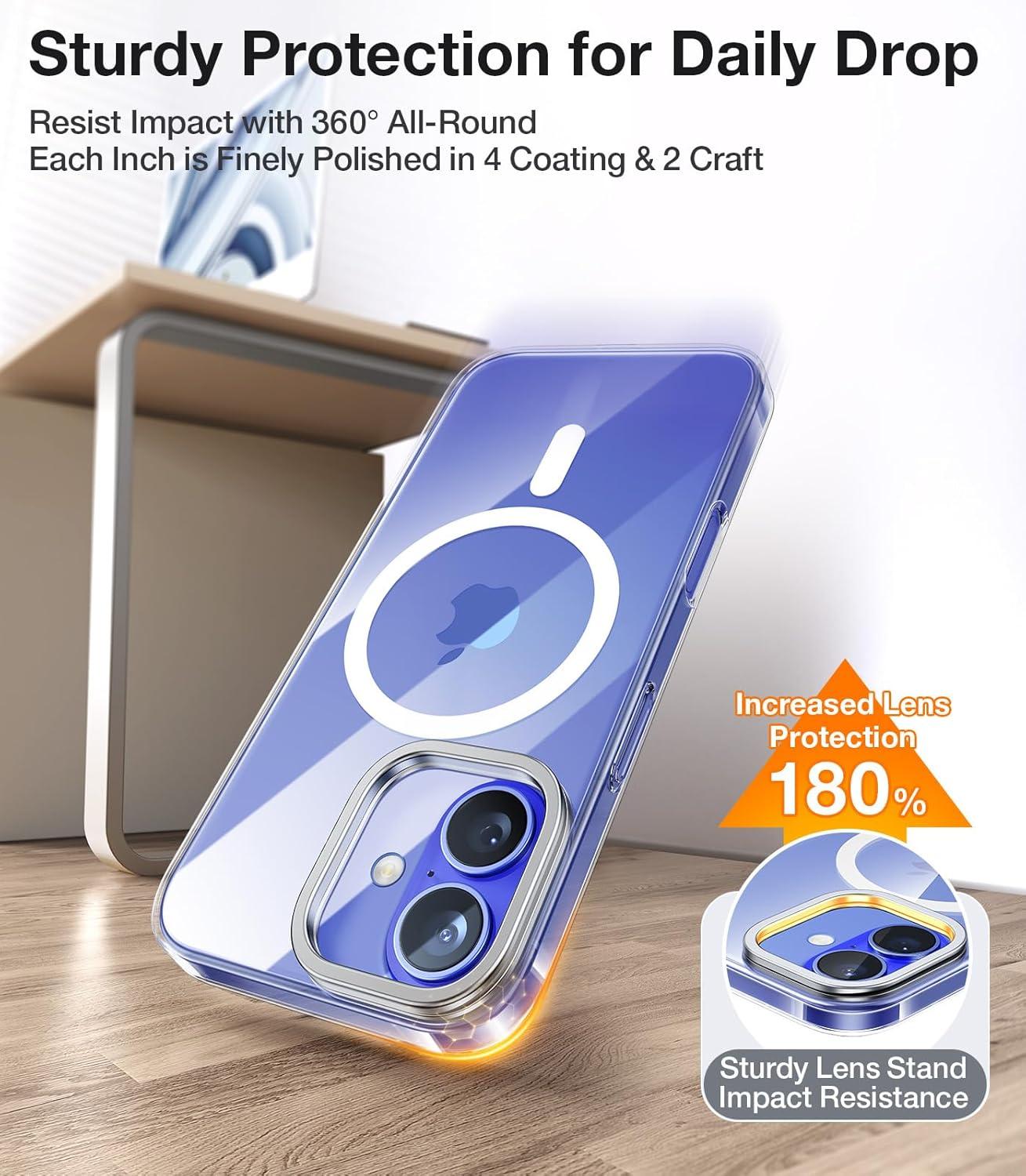 imageTORRAS Magnetic Slim Fit for iPhone 16 Pro Max Case with Stand UltraThin 16 Pro Max Phone Case Compatible with MagSafe Builtin Stash Stand Light AntiScratch Matte Hard PC 69 inch BlackACleariPhone 16 Regular 61