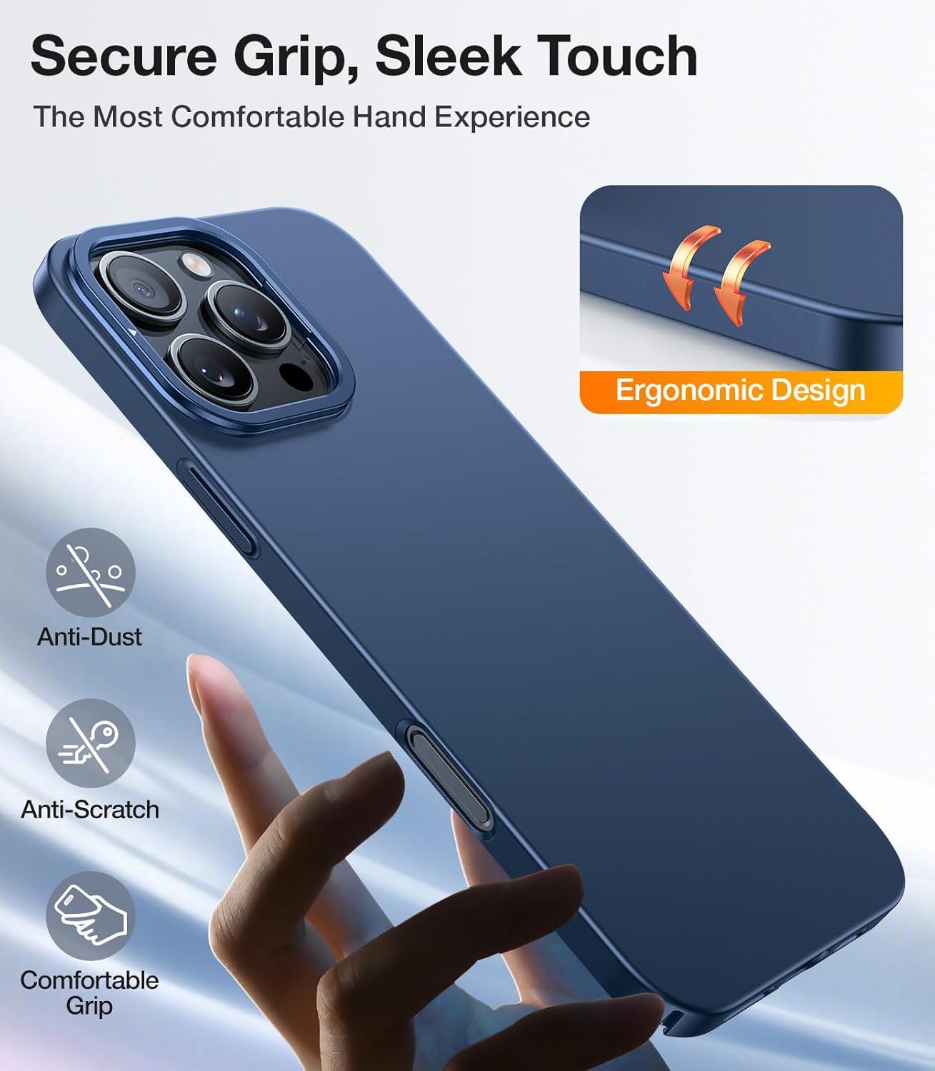 imageTORRAS Magnetic Slim Fit for iPhone 16 Pro Max Case with Stand UltraThin 16 Pro Max Phone Case Compatible with MagSafe Builtin Stash Stand Light AntiScratch Matte Hard PC 69 inch Black4Navy blue