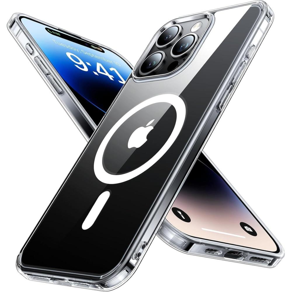 imageTORRAS Magnetic Guardian Designed for iPhone 14 Pro Max Case Military Grade Drop Tested Compatible with MagSafe Slim Translucent Matte Case for iPhone 14 Pro Max Phone Case 67 Mystic BlackClear Diamond