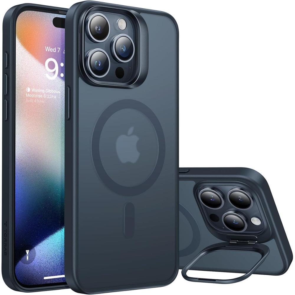 imageTORRAS for iPhone 15 Pro Case Magnetic Shockproof 16FT Military ProtectionCompatible with MagSafe Stash Lens Stand Translucent AntiScratch Protective Slim Case for iPhone 15 Pro Black