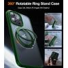 TORRAS 360° Rotatable Ring for iPhone 14 Pro Max Phone Case [Compatible with Magsafe] with Stand, Magnetic Ring Holder Military Grade Shockproof Translucent Back Slim Ostand R, Clear(Green)