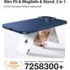 TORRAS Magnetic Slim Fit for iPhone 16 Pro Max Case with Stand, Ultra-Thin 16 Pro Max Phone Case Compatible with MagSafe, Built-in Stash Stand, Light Anti-Scratch Matte Hard PC 6.9 inch, Black(Blue)