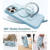 TORRAS Magnetic for iPhone 16 Pro Max Case Silicone with Stand, Fit for MagSafe, 360 Ring Stand with Camera Control, Ostand Q3 Silicone Rubber Soft Case for iPhone 16 Pro Max 6.9”, Baby Blue