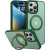 TORRAS 360° Rotatable Ring for iPhone 14 Pro Max Phone Case [Compatible with Magsafe] with Stand, Magnetic Ring Holder Military Grade Shockproof Translucent Back Slim Ostand R, Clear(Green)