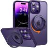 TORRAS 360° Rotatable Ring for iPhone 14 Pro Max Phone Case [Compatible with Magsafe] with Stand, Magnetic Ring Holder Military Grade Shockproof Translucent Back Slim Ostand R, Clear(Deep Purple)