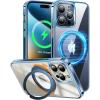 TORRAS 360°Rotatable Magnetic Ring for iPhone 15 Pro Max Case, Fit for MagSafe with Stand & Ring Holder, Military Grade Shockproof Translucent Back for iPhone 15 ProMax Case Ostand R, Clear Blue