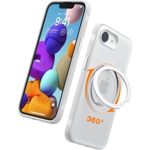 TORRAS 360 Rotating Magnetic Stand for iPhone 16e Case 2025 with Kickstand [Fit for Magsafe] [Military-Grade Protection] Durable, Enhanced Grip, Slim, Ostand Fitness Series, White 6.1″