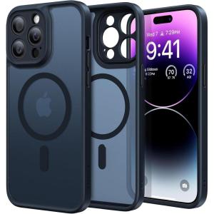 TORRAS Magnetic Guardian Designed for iPhone 14 Pro Max Case [Military Grade Drop Tested] [Compatible with MagSafe] Slim Translucent Matte Case for iPhone 14 Pro Max Phone Case 6.7″, Mystic Black(Black Full Camera)