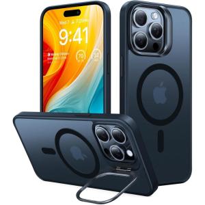 TORRAS for iPhone 15 Pro Max Case, Compatible with MagSafe, Military-Grade Shockproof, Build in Invisible Stand, Magnetic Translucent Slim Hard Back Soft Edge Anti-Scratch, Frost Black