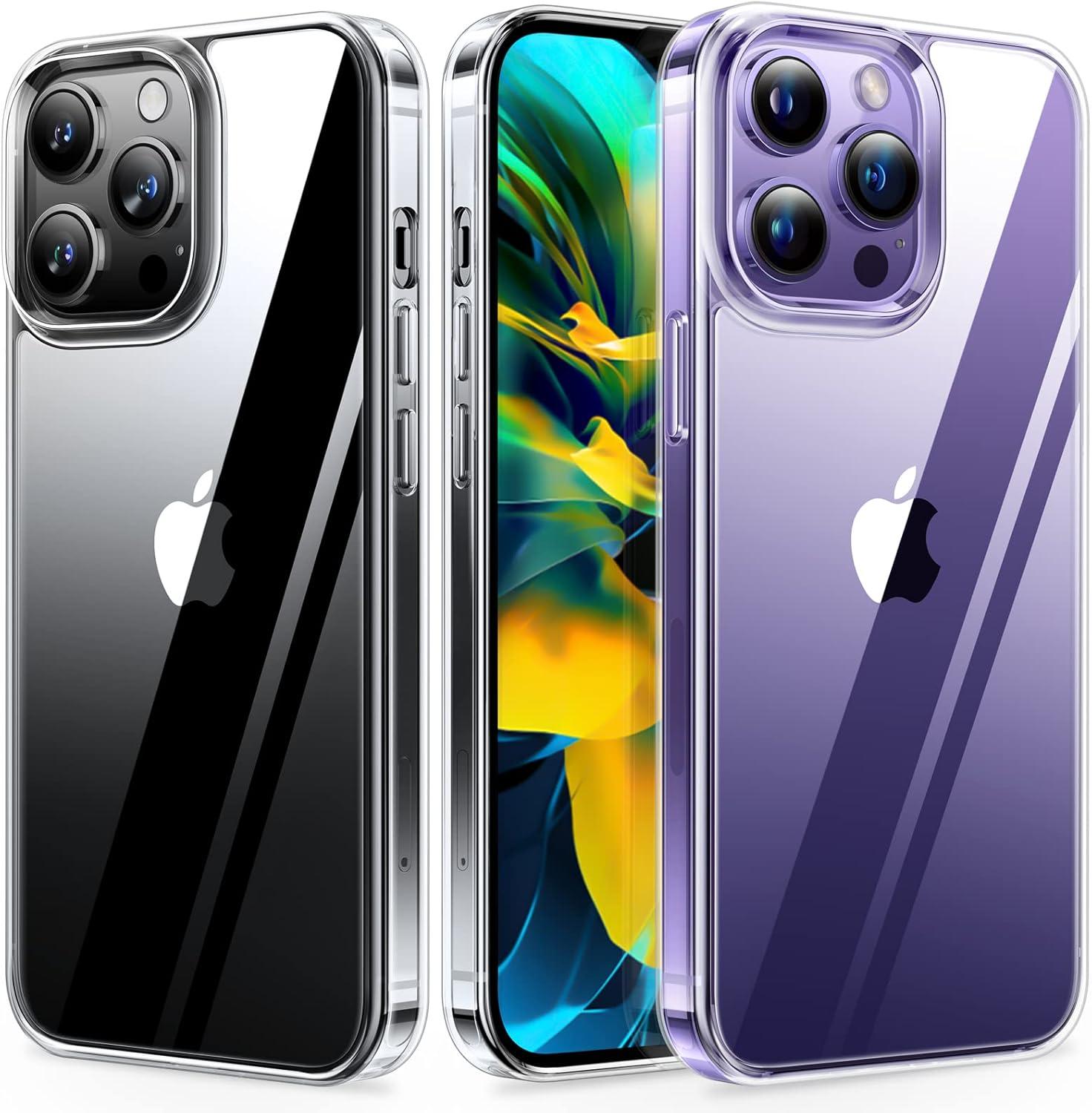 imageTORRAS Diamond Clear for iPhone 14 Pro Max Case AntiYellowing 12FTMilGrade Drop Protection Shockproof Slim Protective Hard Back Soft Bumper with Airbag for iPhone 14 ProMax Case Crystal Clear