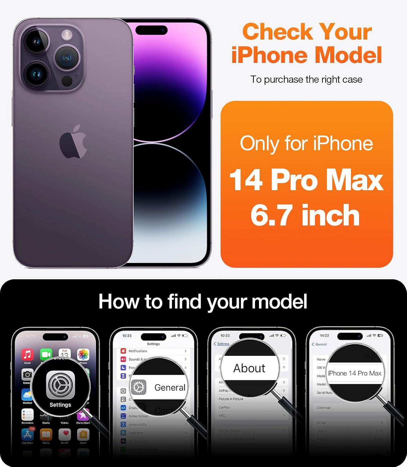 imageTORRAS Diamond Clear for iPhone 14 Pro Max Case AntiYellowing 12FTMilGrade Drop Protection Shockproof Slim Protective Hard Back Soft Bumper with Airbag for iPhone 14 ProMax Case Crystal Clear