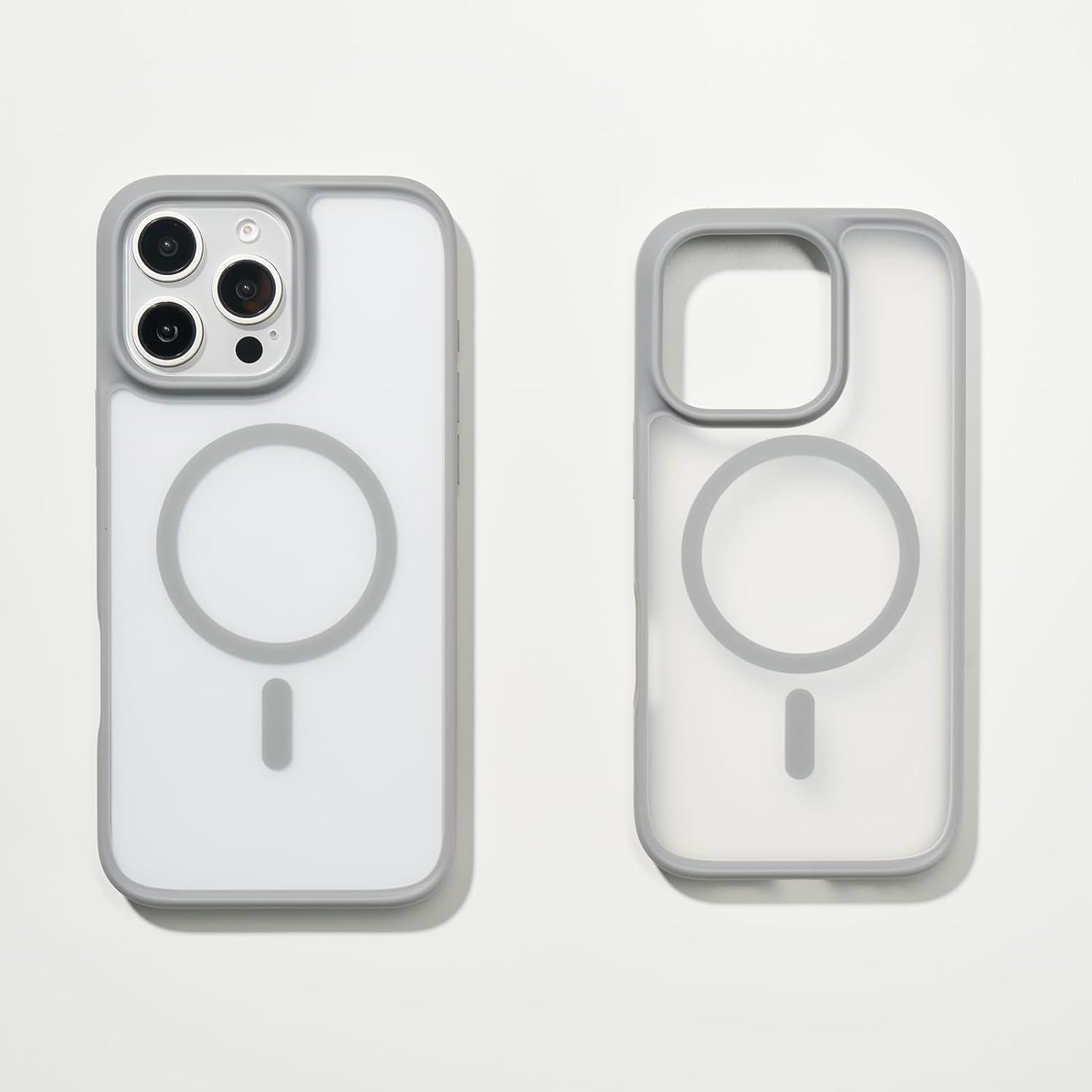 imageTORRAS Stronger Magnetic amp Shockproof for iPhone 16 Pro Case Military Grade Drop Protection Compatible with MagSafe for iPhone 16 Pro Case Slim Translucent Matte Natural Titanium Gray Stronger Magnetic Shockproof Translucent Matte