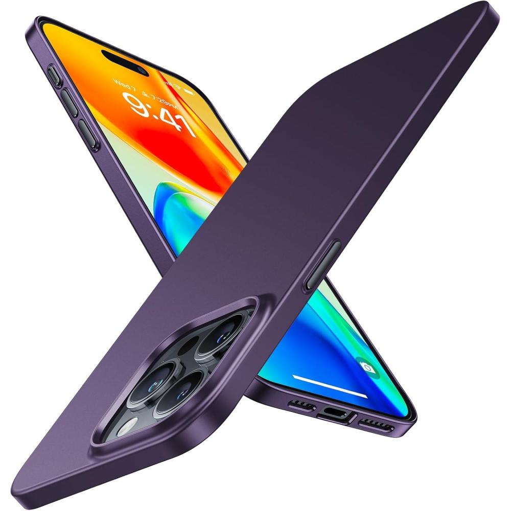 imageTORRAS Slim Fit Designed for iPhone 15 Pro Max Case 67 inch UltraThin 15 Pro Max Case 2023 Lightweight Hard PC Cover Phone Cases for iPhone 15 ProMax Case Matte Black OriginFitPurple Titanium