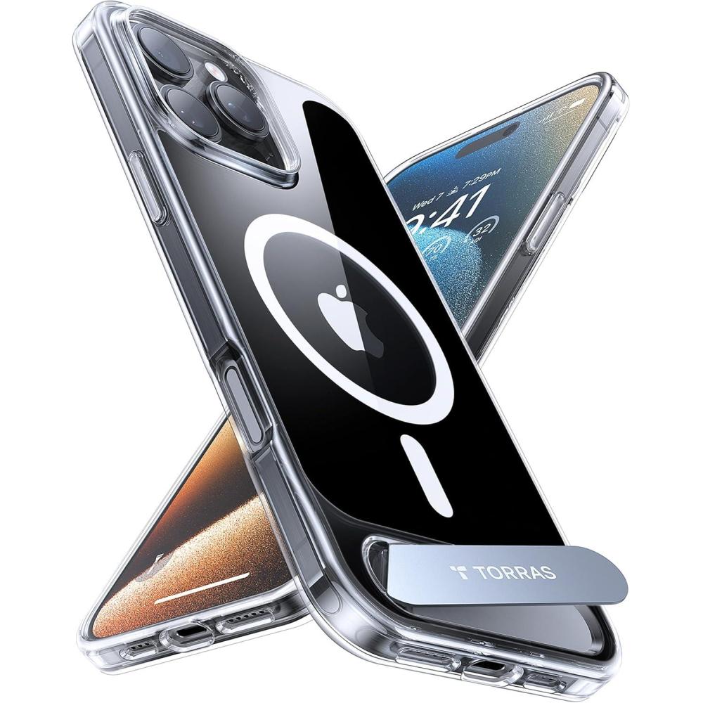 imageTORRAS Upgraded Magnetic amp Stand for iPhone 14 Pro Case Military Grade Drop Tested Compatible with MagSafe Slim Thin Light Frosted Case for iPhone 14 Pro Phone Case Professional 61 BlackClear