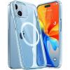 TORRAS Shockproof for iPhone 15 Pro Max Case Clear [Military-Grade Drop][Compatible with MagSafe][Yellowing Resistant] Hard PC Back, White Bumper Phone Case iPhone 15 Pro Max, Clear(5-Light Blue)