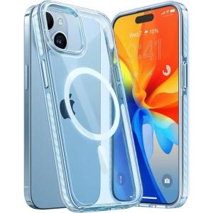 TORRAS Shockproof for iPhone 15 Pro Max Case Clear [Military-Grade Drop][Compatible with MagSafe][Yellowing Resistant] Hard PC Back, White Bumper Phone Case iPhone 15 Pro Max, Clear(5-Light Blue)