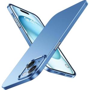 TORRAS Slim Fit Designed for iPhone 15 Case, [Ultra Thin as No Case on][Velvety Touch] Sturdy Protective Cover with Anti-Scratch Hard Plastic Super Slim Phone Case for iPhone 15 (6.1″), Blue(2 Blue)