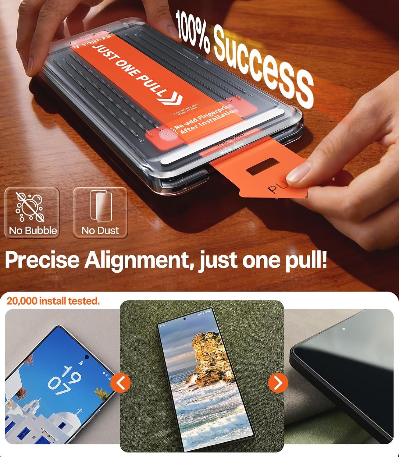 imageTORRAS Unbreakable for Samsung Galaxy S26 Ultra Screen Protector NO1 MilitaryGrade 12 FT Shatterproof 9H Aerospace Tempered Glass 2 Pack Touch Sensitivity Full Coverage AntiScratch 69 inchSamsung Galaxy S26 63 inch