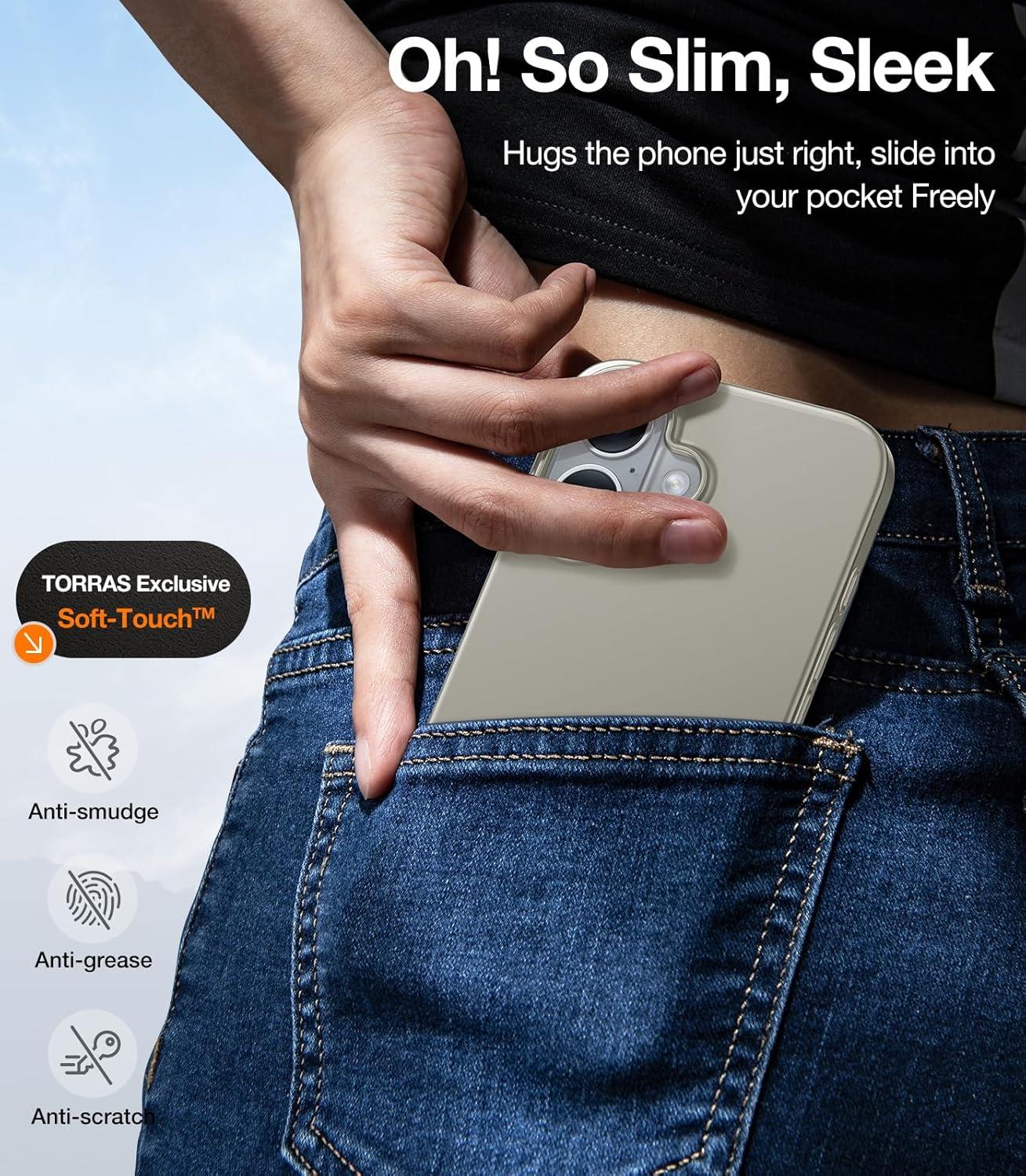 imageTORRAS Magnetic SlimFit for iPhone 16 Case 61 inch UltraThin 16 Phone Case Compatible with MagSafe Phone 16 Case Light AntiScratch Matte Hard PC Bayer OriginFit Natural Titanium