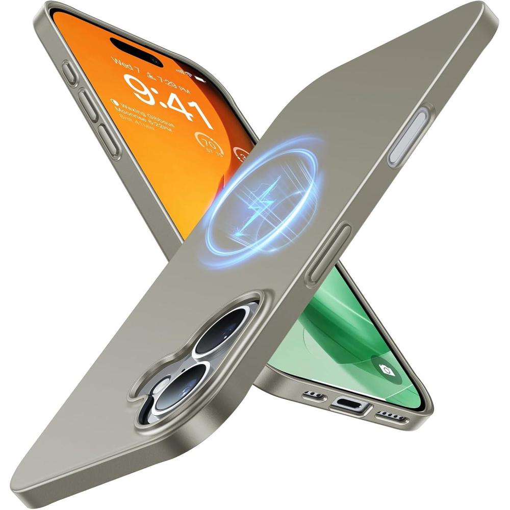 imageTORRAS Magnetic SlimFit for iPhone 16 Case 61 inch UltraThin 16 Phone Case Compatible with MagSafe Phone 16 Case Light AntiScratch Matte Hard PC Bayer OriginFit Natural Titanium