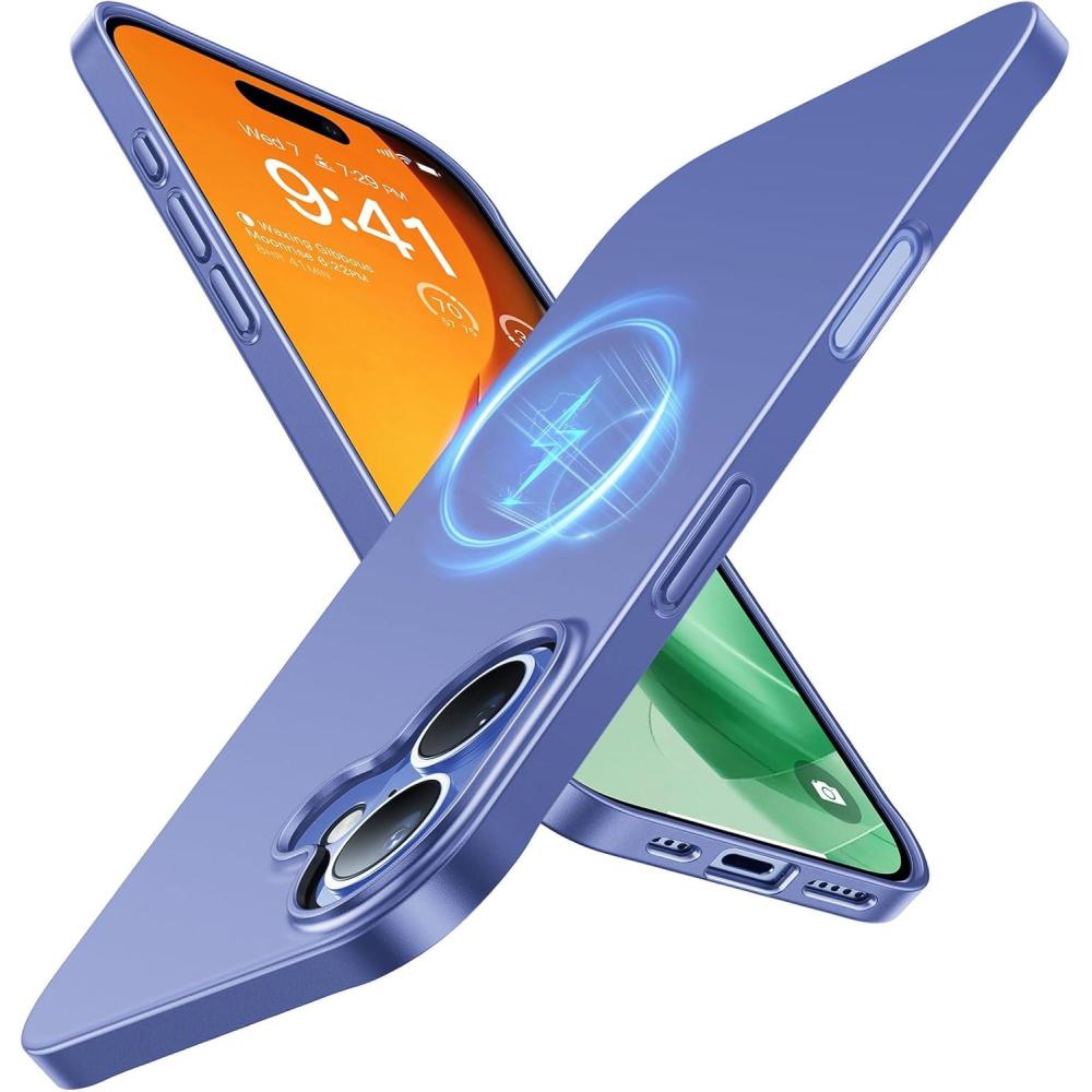 imageTORRAS Magnetic SlimFit for iPhone 16 Case 61 inch UltraThin 16 Phone Case Compatible with MagSafe Phone 16 Case Light AntiScratch Matte Hard PC Bayer OriginFit Blue PurpleBlue Purple