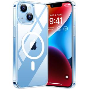 TORRAS Magnetic Shockproof for iPhone 15 Case iPhone 14 Case, 12FT Military Grade Drop Protection, Translucent Slim Protective Anti-Scratch, Black(Diamond Clear)