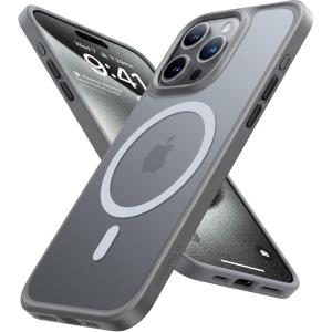 TORRAS Magnetic Shockproof for iPhone 15 Case iPhone 14 Case, 12FT Military Grade Drop Protection, Translucent Slim Protective Anti-Scratch, Black(Natural Titanium)