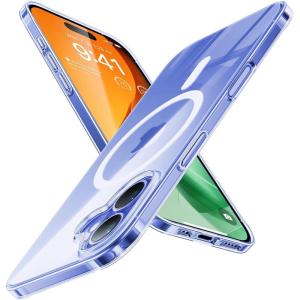 TORRAS Magnetic Slim-Fit for iPhone 16 Case 6.1 inch, Ultra-Thin 16 Phone Case Compatible with MagSafe Phone 16 Case, Light Anti-Scratch Matte Hard PC Bayer OriginFit, Blue Purple(Diamond Clear)